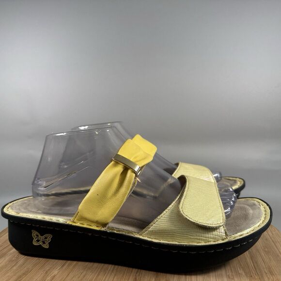 Alegria Karmen Lemon Sandals EU 41 US 11 Yellow Leather Comfort Slide - Picture 1 of 6